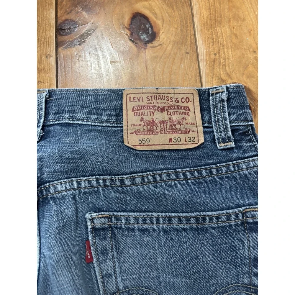 Levi's 559 Men's Relaxed Straight Jeans W30 L32 Blue Denim Mid-Rise